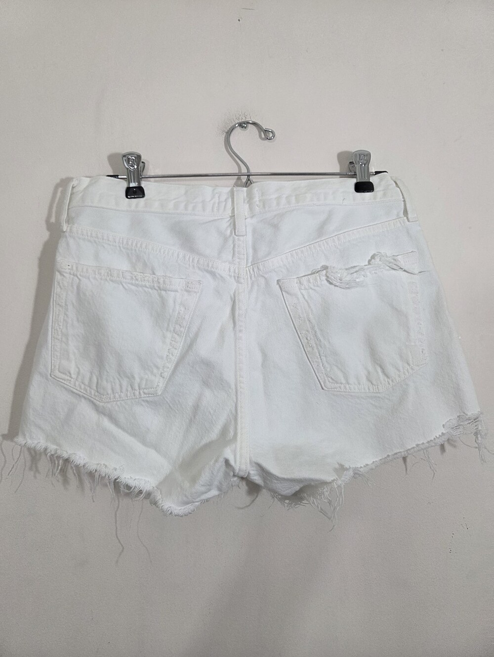 Agolde Parker Denim Jean Shorts in Dough White Boho Raw Hem Distressed Size 27 - Picture 5 of 10